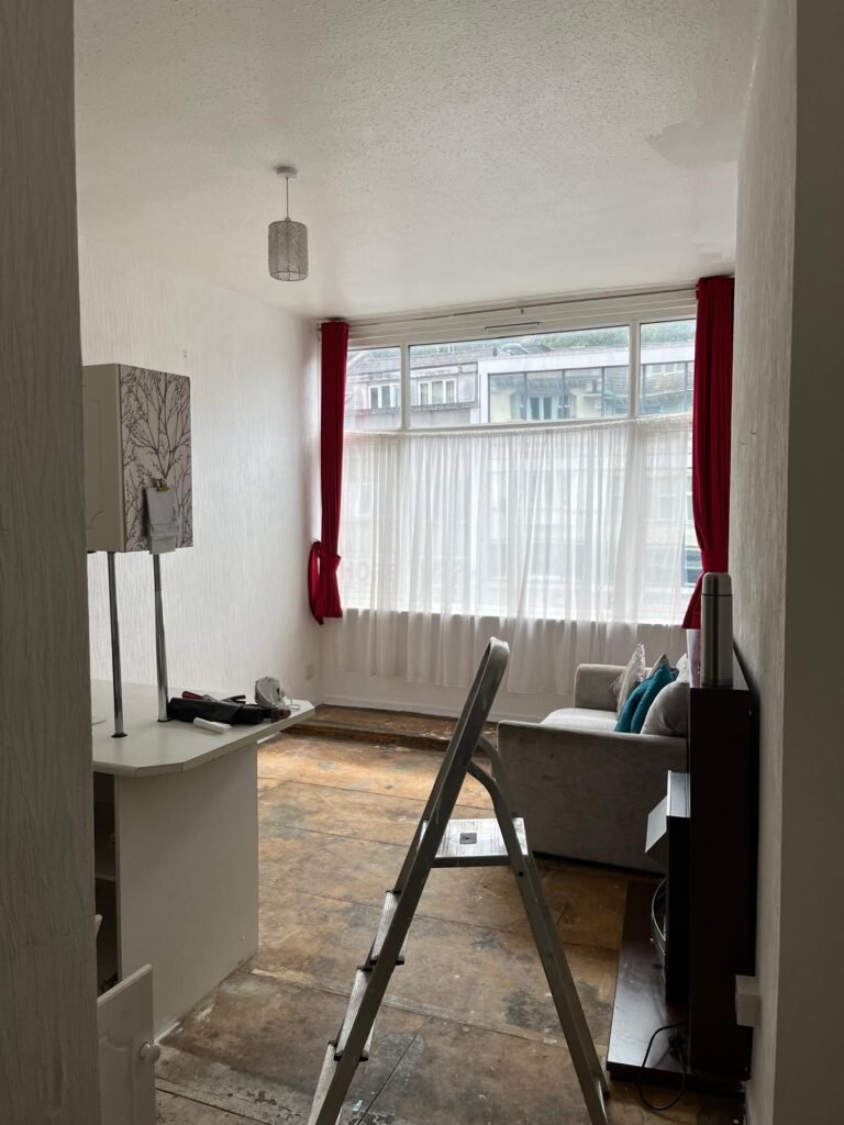 Original living area in Bournemouth flat before full refurbishment