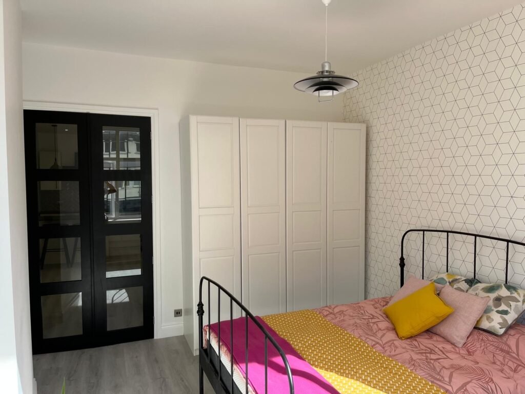 Finished bedroom in a fully refurbished 45 square metre Bournemouth flat